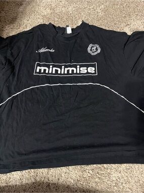 H&M Black Short Sleeve 'minimise' Graphic Tee with White Accents